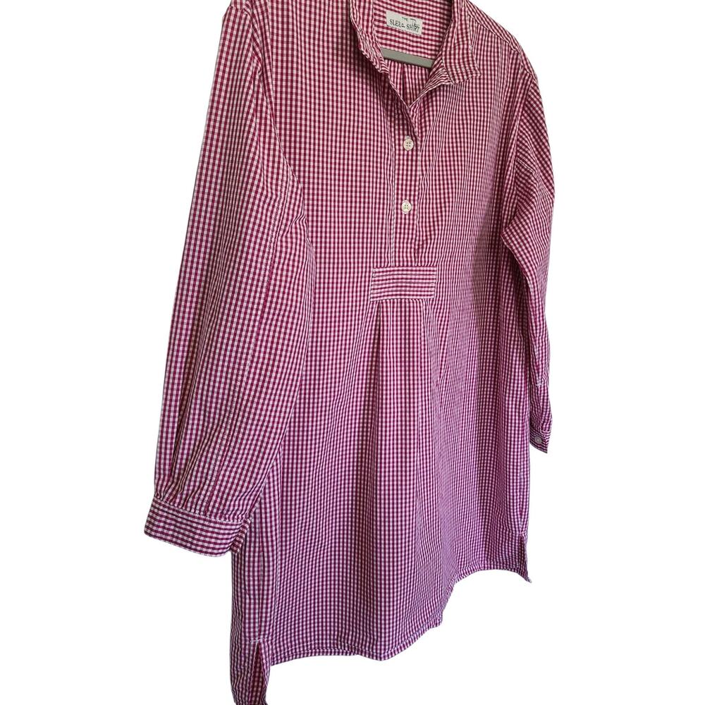 The Sleep Shirt Short Sleep Shirt - Red Shepherd Check (One Size) - Picture 3 of 5